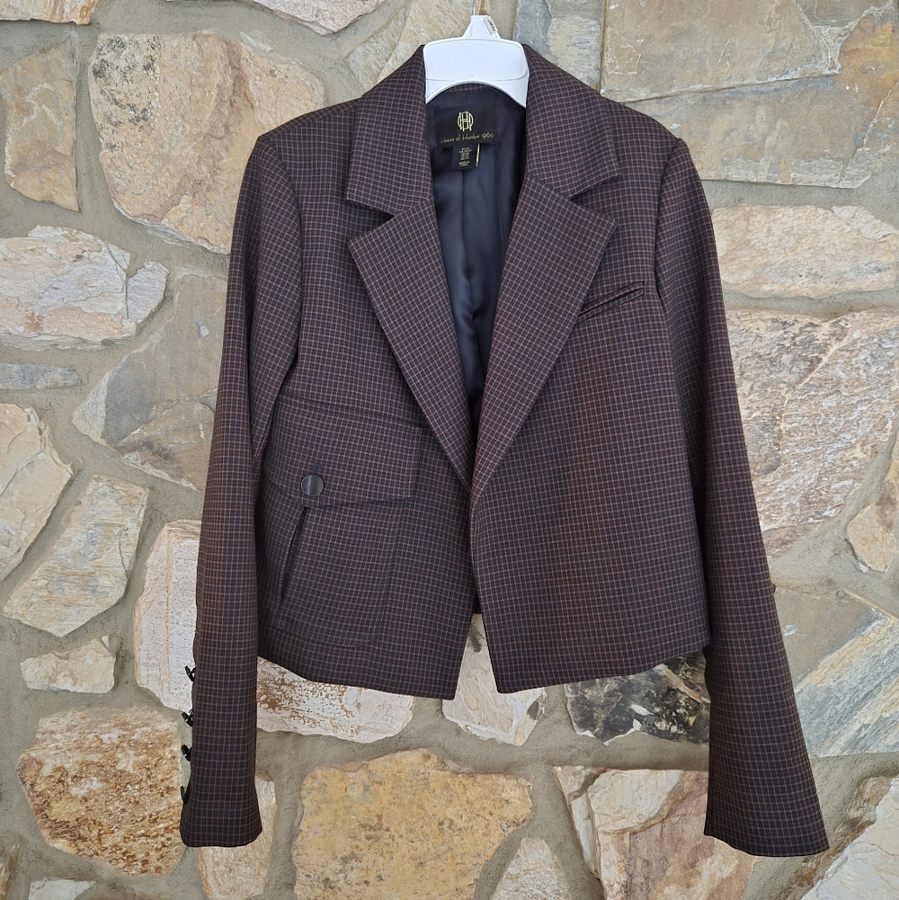Women's Brown Checkered Blazer